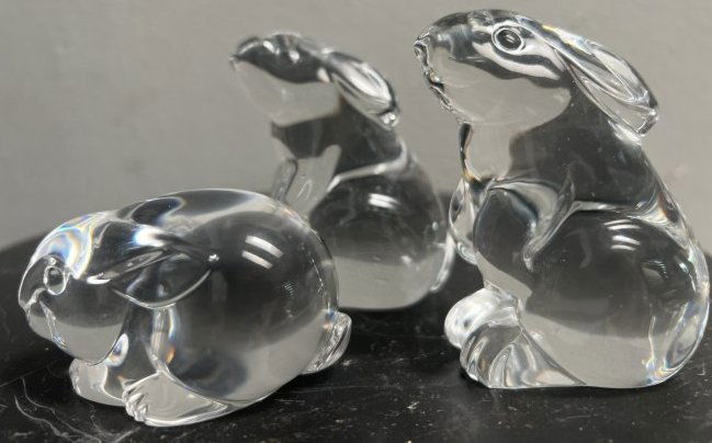 BACCARAT CRYSTAL BUNNY RABBITS PAPERWEIGHT SET OF 3 (1 of 4)