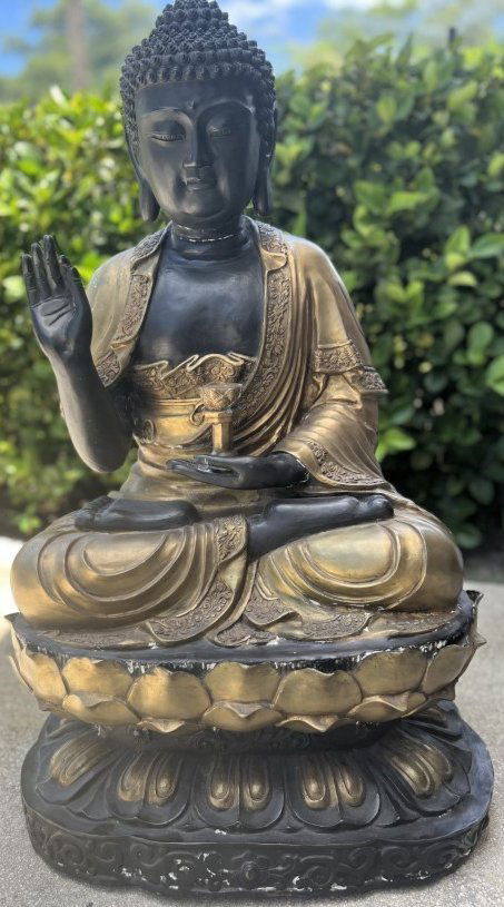 OLD TIBET BRONZE/ METAL GILT SAKYAMUNI SHAKYAMUNI BUDDHA STATUE 32" TALL (1 of 6)