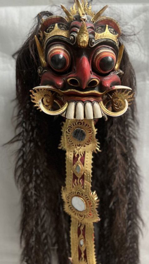 19th CENTURY LARGE RANGDA MASK FROM BALI INDONESIA MADE FROM MYSTICAL BLACKBOARD TREE PULE WOOD (1 of 6)