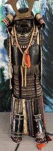 JAPANESE SAMURAI ARMOR WE BELIEVE FROM THE TAISHO PERIOD 1912-1926 IRON FABRIC LEATHER MUMEI JAPAN: JAPANESE SAMURAI ARMOR WE BELIEVE FROM THE TAISHO PERIOD 1912-1926 IRON FABRIC LEATHER MUMEI JAPAN. JAPANESE SAMURAI ARMOR OTARU YOROI, VERY IMPRESSIVE THE DETAILS ARE BEAUTIFUL. THIS SUIT IS FROM A C