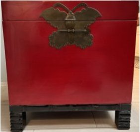 PAIR OF HORCHOW DESIGNER SMALL CHEST TRUNK WITH WOOD STAND (1 of 8)