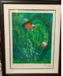 JEAN-FRANCOIS ARRIGONI NERI "LE GOLFEUR LITHOGRAPH" 29"X36": JEAN-FRANCOIS ARRIGONI NERI "LE GOLFEUR LITHOGRAPH" 29"X36"(B)MARCH 28, 1937 (D)NOV 23, 2014. IN HOUSE SHIPPING $100 OR FREE PICKUP.