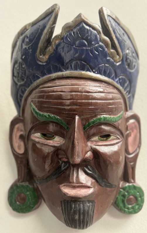 HAND MADE RED WOODEN TRIBAL GOD FACE MASK WALL ART (1 of 5)