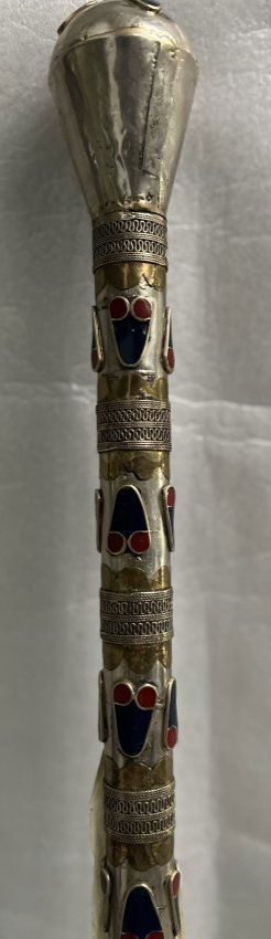 HAND MADE SILVER, STONES AND COPPER WALKING CANE (1 of 4)