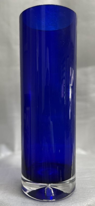 1980s MURANO COBALT BLUE VASE MINIMALIST MODERNIST ART GLASS: 1980s MURANO COBALT BLUE VASE MINIMALIST MODERNIST ART GLASS 12" TALL 4" WIDE IN HOUSE SHIPPING AVAILABLE OR FREE PICK UP