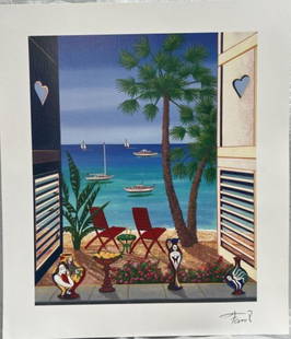 FANCH LEDAN " VOLETS CARAIBES" 2005 10 3/8 X 9 SERIOLITHOGRAPH IN COLORS W COA: FANCH LEDAN " VOLETS CARAIBES" 2005 10 3/8 X 9 SERIOLITHOGRAPH IN COLORS W COA FROM PARK WEST . IN HOUSE SHIPPING AVAILABLE OR FREE PICK UP