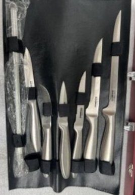 GOURMET TRADITIONS 12 PIECE STAINLESS STEEL KNIFE SET IN CASE (1 of 4)