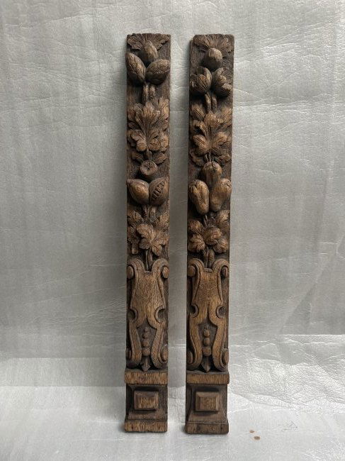PAIR HAND CARVED SCULPTED  ASIAN  WOODEN PANELS (1 of 3)