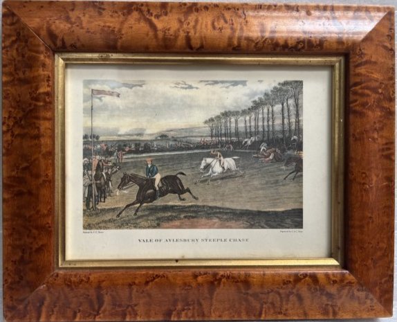 VALE OF AYLESBURY STEEPLE CHASE ENGRAVING BY G. & C. HUNT PAINTED BY F.C. TURNER: VALE OF AYLESBURY STEEPLE CHASE ENGRAVING BY G. & C. HUNT PAINTED BY F.C. TURNER . IMAGE 8.5" X 6.5" FRAMED UNDER GLASS 12.5" X 10" IN HOUSE SHIPPING AVAOLABLE OR FREE PICK UP