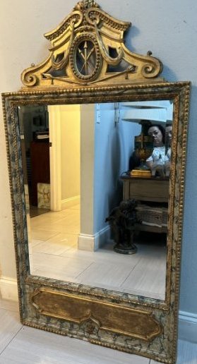 ANTIQUE GILT WOOD LARGE MIRROR FROM EUROPE 54 X 28.5: ANTIQUE GILT WOOD LARGE MIRROR FROM EUROPE 54 X 28.5. WE OFFER FREE PICK UP OR OUR IN-HOUSE PREFERRED SHIPPER IS UPS 4825 Starr Almeida 561-422-3305, CALL STARR WITH YOUR LOT NUMBER AND ADDRESS PRIOR 