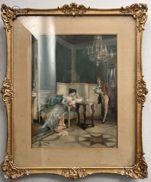 VINTAGE DANIEL HERMAN FRAMED PRINT UNDER GLASS (1 of 6)