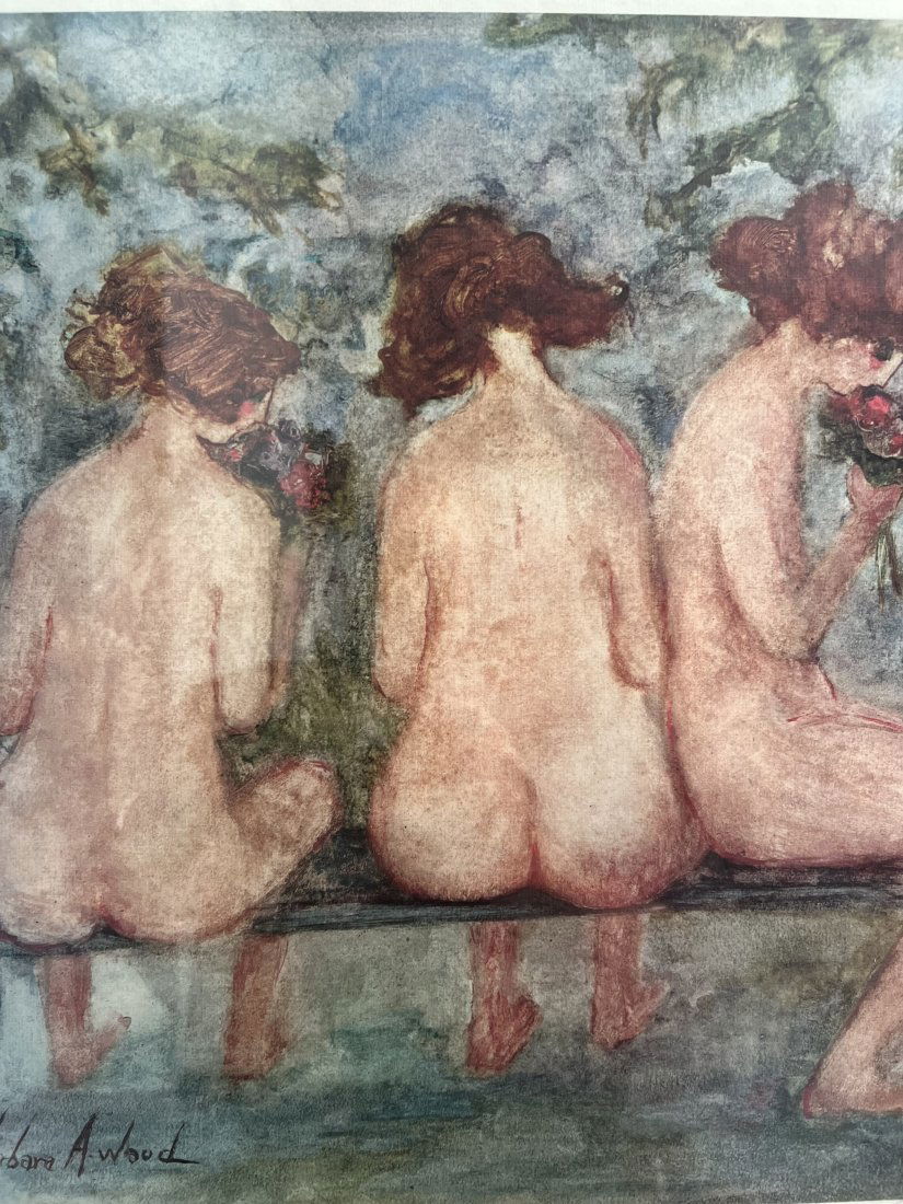 BARBARA A WOOD HAND SIGNED IN PENCIL ARTIST PROOF 3 GIRLS ON A BENCH (1 of 6)
