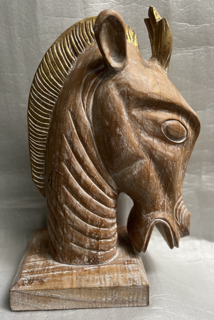 BEAUTIFUL HORSE HEAD WOODEN HORSE SCULPTURE FROM INDONESIA 17" TALL: BEAUTIFUL HORSE HEAD WOODEN HORSE SCULPTURE FROM INDONESIA 17" TALL 12 " WIDE