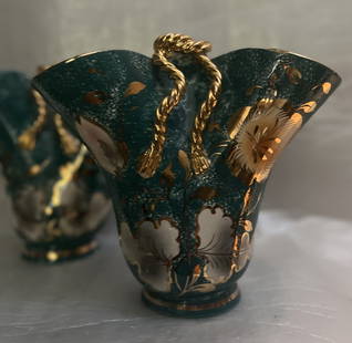 PAIR OF VINTAGE ITALIAN VASES BY SOCIETA CERAMICA ITALIANA MICA ,NUMBERED AND HAND PAINTED GOLD TRIM: PAIR OF VINTAGE ITALIAN VASES BY SOCIETA CERAMICA ITALIANA "MICA" , NUMBERED AND HAND PAINTED GOLD TRIMWE OFFER FREE PICK UP OR OUR IN-HOUSE PREFERRED SHIPPER IS UPS #4825 Starr Almeida, EMAIL STARR A