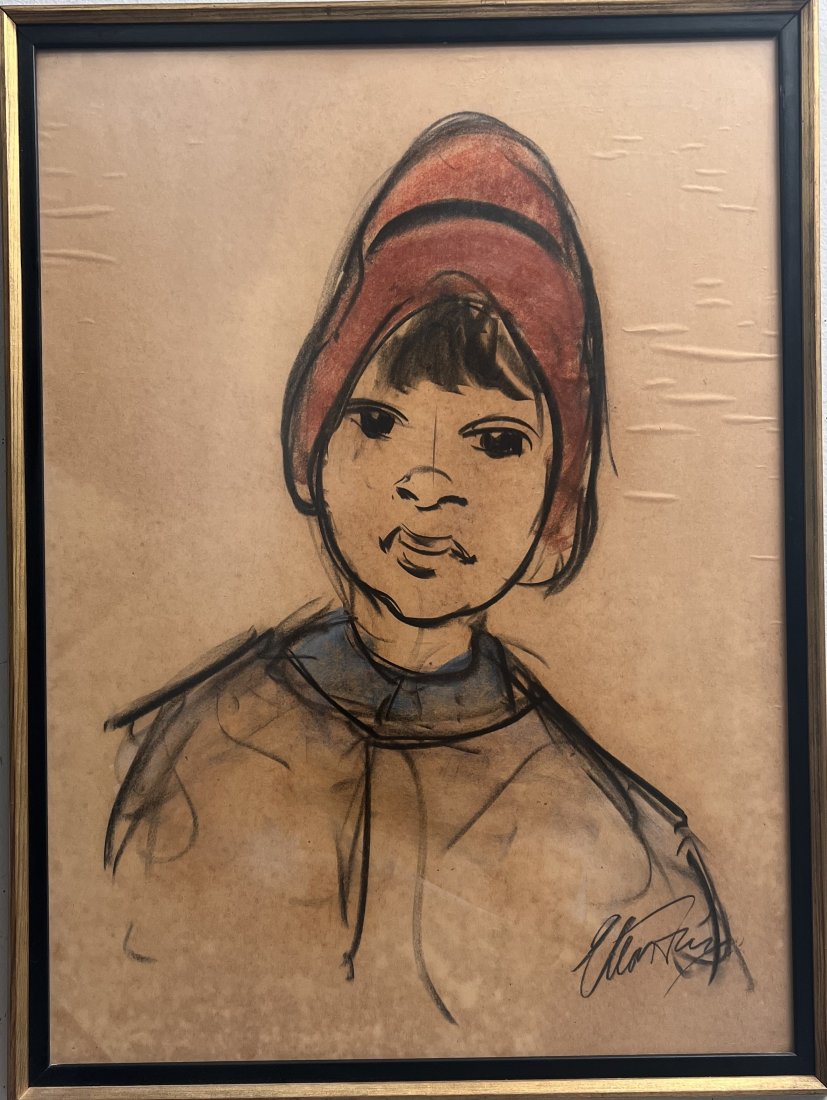 ELTON FAX (1909-1993) AMERICAN, PASTELS ON PAPER: ELTON FAX (1909-1993) AMERICAN, " "GIRL IN A RED BONNET" PASTELS ON PAPER , CIRCA 1970s FRAMED UNDER GLASS 24.5 X 32.5 WE OFFER FREE PICK UP OR OUR IN-HOUSE PREFERRED SHIPPER IS UPS #4825 Starr Almeid