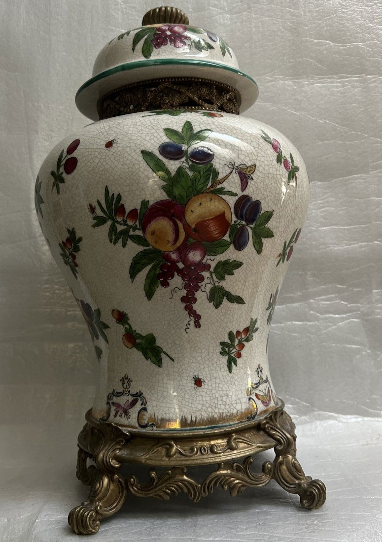 VINTAGE BRONTZ AND CERAMIC LIDED JAR MADE IN THE PEOPLES REPUBLIC OF CHINA (1 of 4)