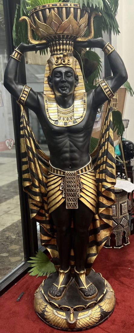 TOSCANO NUBIAN GUARD AND MAIDEN CLEOPATRA,S SERVANTS WITH URN, PLANT HOLDER (1 of 8)