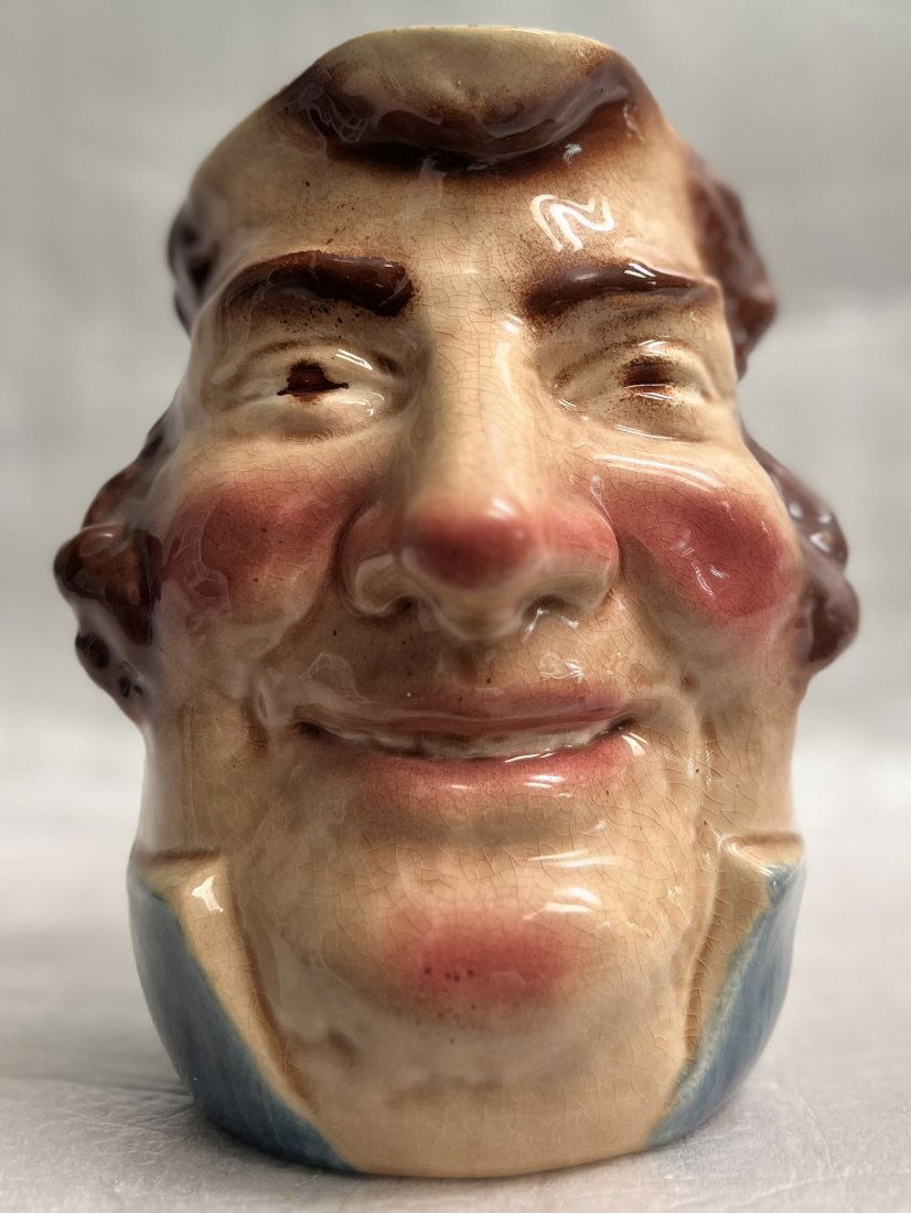 SARREGUEMINES MOJOLICA JOHN BULL PITCHER FROM A SERIES OF FIGURAL JUGS TRADITIONAL FRENCE FAIENCE (1 of 4)