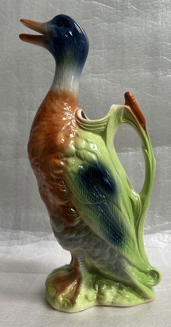 ST. CLEMENT MOJOLICA DUCK PITCHER FROM A SERIES OF FIGURAL JUGS TRADITIONAL FRENCE FAIENCE (1 of 4)
