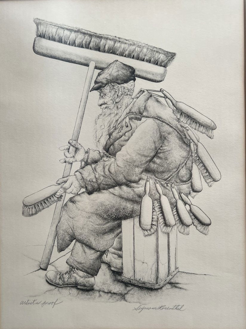 SEYMOUR JOSEPH ROSENTHAL (1921-2007) "OLD MAN WITH A BROOM" SIGNED IN PENCIL ARTIST PROOF (1 of 5)