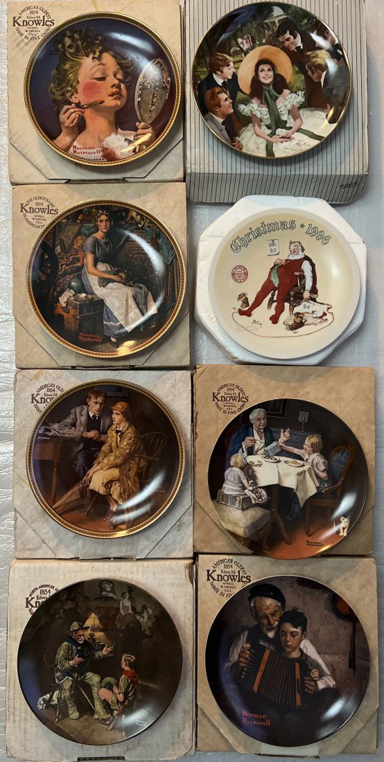 SET OF 8 (EIGHT) NORMAN ROCKWELL LIMITED EDITION COLLECTORS SERIES PLATES (1 of 10)
