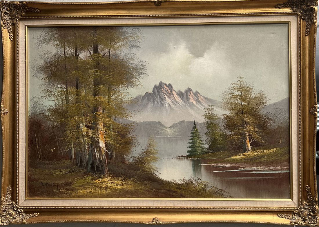 VINTAGE  STUNNING OIL ON CANVAS  PICTURESQUE LANDSCAPE BY THE ARTIST ROBERT (1 of 3)