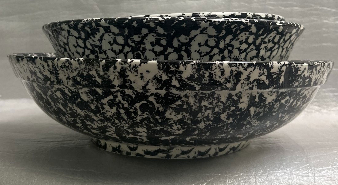 3 PIECE ITALIAN DECORATED SERVING BOWLS SET BROWN AND WHITE DESIGN (1 of 6)