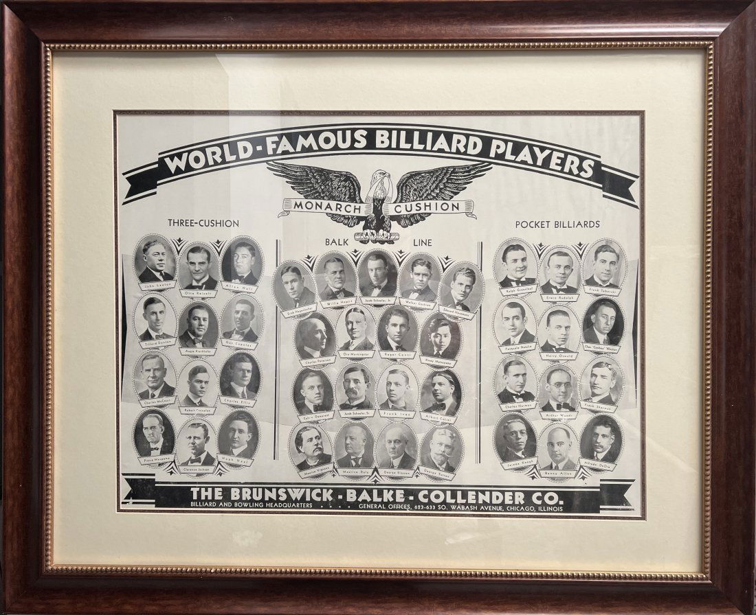 WORLD FAMOUS BILLIARD PLAYERS LARGE FRAMED (1 of 3)