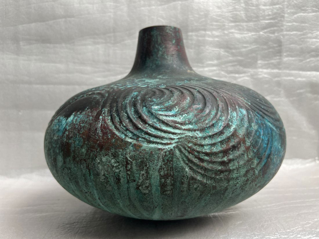 CERAMIC BUD VASE CRAFTED BY DAVID DESALVO ARTIST, HAND MADE, TURQUISE AND BROWN (1 of 3)