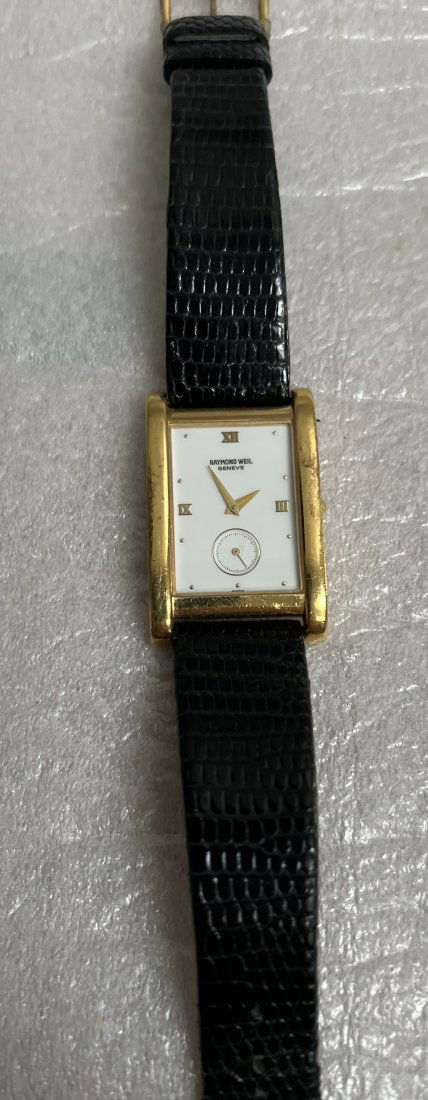 RAYMOND WEIL WATER RESISTANT 18 K GOLD ELECTROPLATED WATCH BLACK W GOLD (1 of 4)