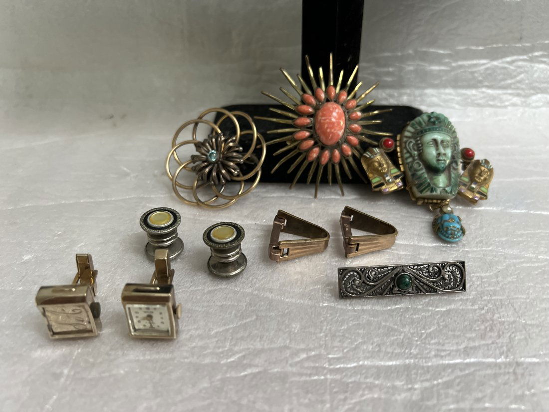LOT OF VINTAGE & ANTIQUE PINS BROOCHES CUFFLINKS (1 of 5)