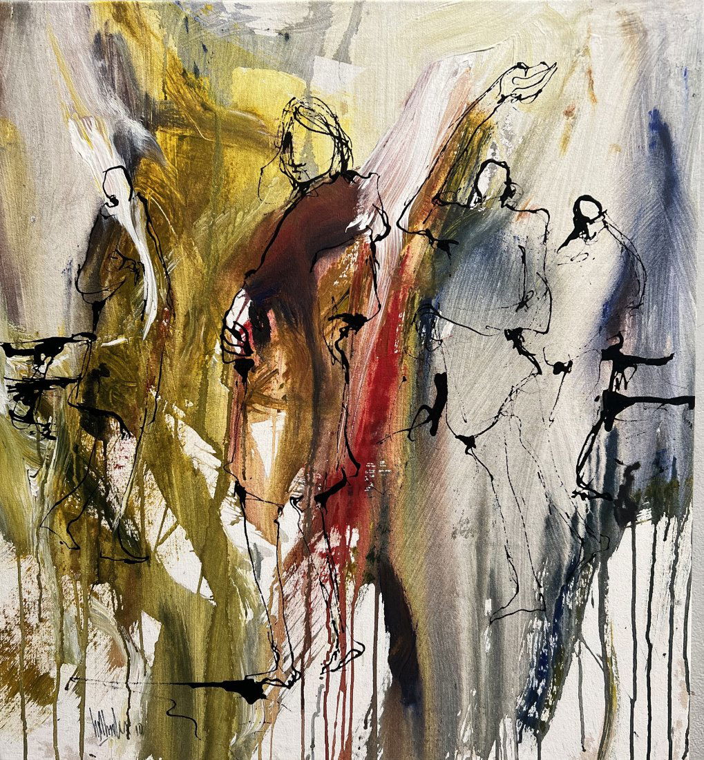 GINO HOLLANDER (1924-2015) STUNNING ACRYLIC ON CANVAS PURE EMOTION: This beautiful painting by Gino Hollander is a stunning work of contemporary art. Created with oil on canvas, it captures pure emotion and is a true masterpiece. The piece measures 30 inches in length