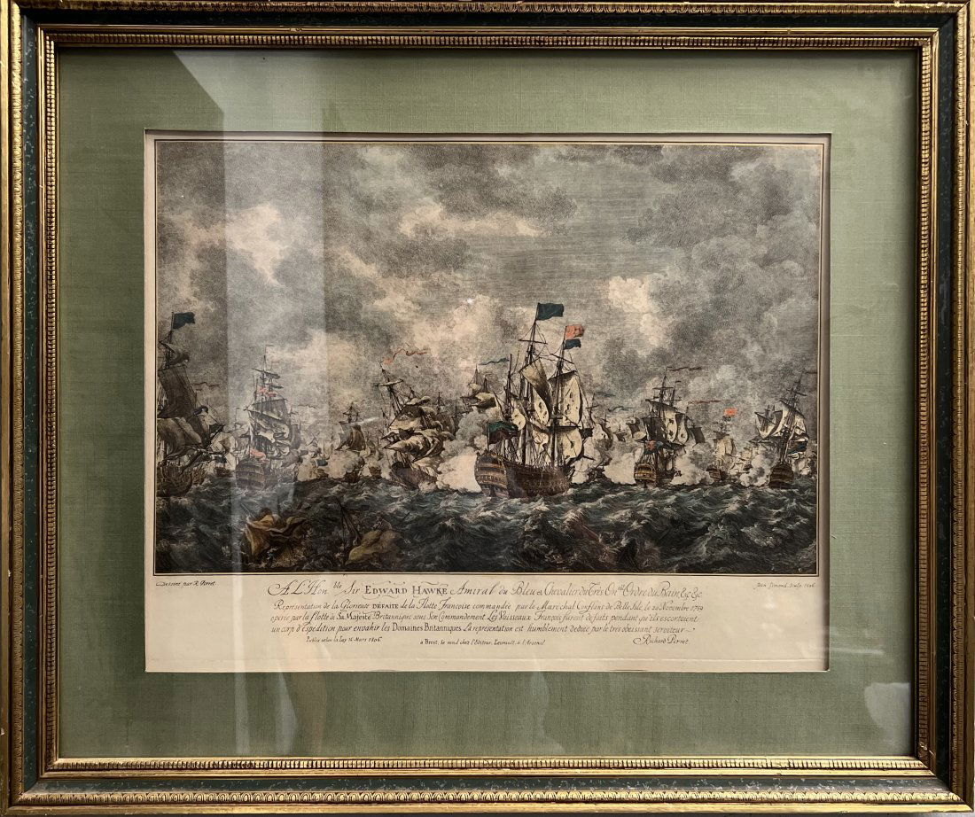 BATTLING SHIPS AT SEA THE QUEENS NAVY VINTAGE LARGE PRINT , BY RICHARD PERRET (1 of 3)