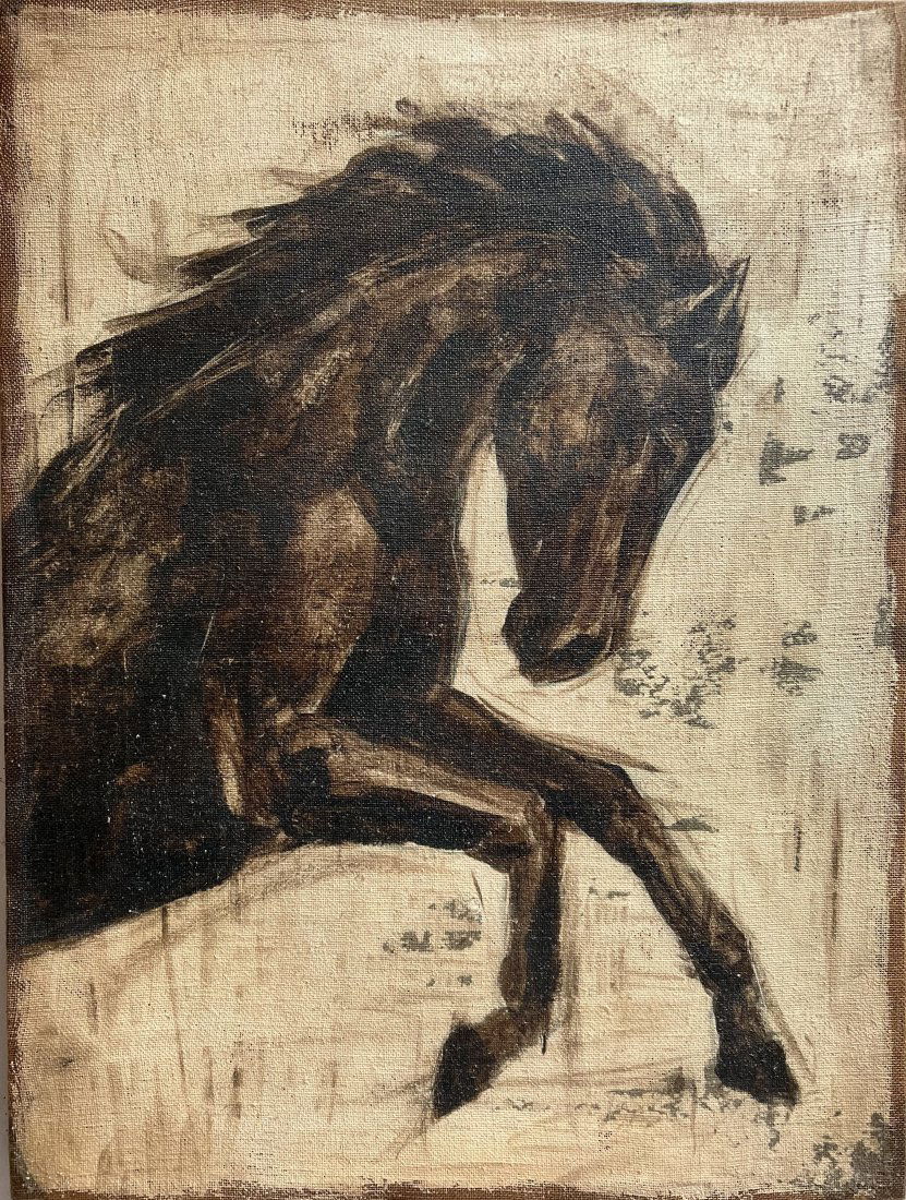 WEATHERED EQUESTRIAN OIL ON CANVAS (1 of 2)