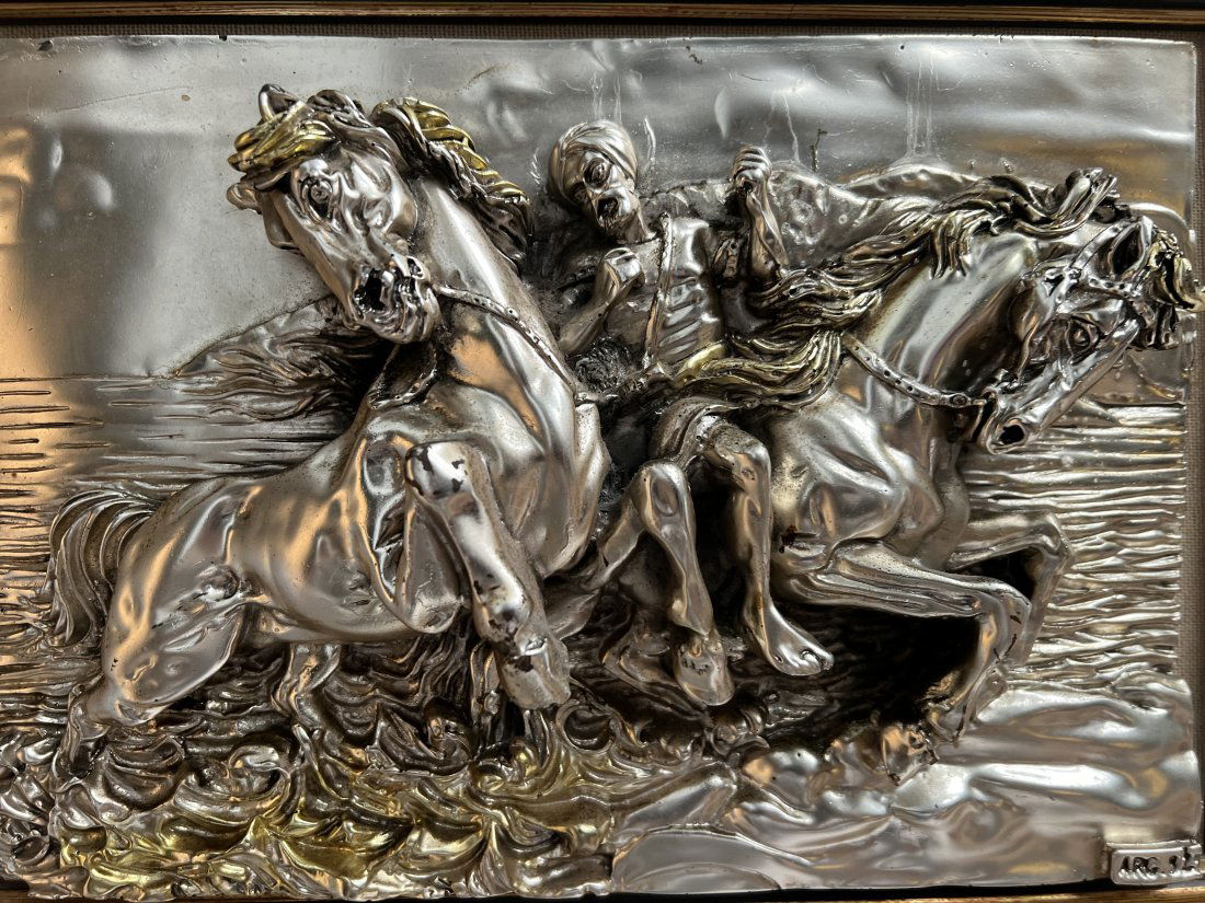ITALIAN ARTISTIC SCULPTURE BY PAOLO SCBIRALDI   SILVER 3D ARABIAN HORSES (1 of 6)