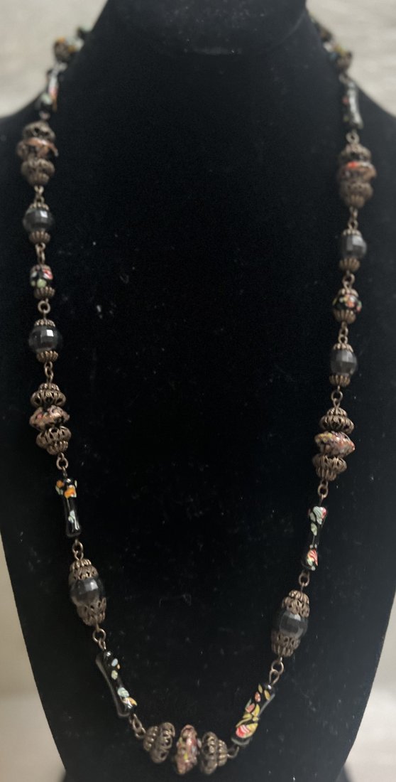 NECKLACE SEMIPRECIOUS STONES ITALIAN GLASS, BEADS  FROM A RETIRED DEALER 24" (1 of 2)
