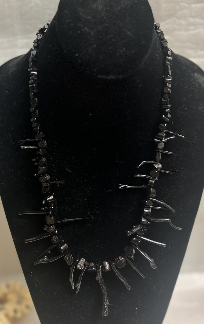 NECKLACE SEMIPRECIOUS ITALIAN  BLACK CORAL  FROM A RETIRED DEALER 20" (1 of 1)