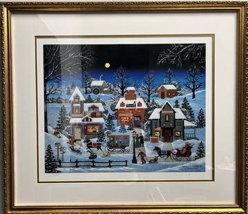 JANE WOOSTER SCOTT LITHOGRAPH " CANDLELIGHT AND MOONLIGHT" HAND SIGNED W COA: This stunning lithograph by artist Jane Wooster Scott, titled "Candlelight and Moonlight," is a true masterpiece. It depicts a scene of fantasy and wonder, with intricate attention to detail and