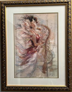 GARY BENFIELD "ENCHANTED NIGHTS" SERIOLITHOGRAPH ON DELUX PAPER W COA: This stunning piece of art titled "Enchanted Nights" is a limited edition seriograph print on deluxe paper by the renowned artist Gary Benfield. The portrait image orientation captures a moment in