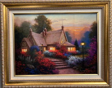 SERGON "EVENING GLOW" GICLEE ON CANVAS SIGNED FRAMED AND NUMBERED COA: This beautiful artwork titled "Evening Glow" by SERGON is a stunning portrayal of nature and art. The canvas print is signed, framed, and numbered and comes with a certificate of authenticity issued