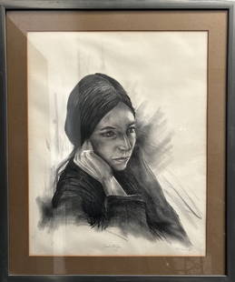 PORTRAIT OF A COUNTRY SINGER BACK STAGE SIGNED BY THE ARTIST IN PENCIL: This limited edition lithography print features a portrait of a country singer backstage during the 1960s. The piece is signed by the artist in pencil and framed with a matte, making it a stunning