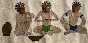 AMAZONION FIGUES TRIBAL ARTWORK ON HAND MADE PAPER SIGNED BY THE ARTIST WALESI