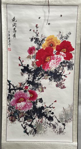 LARGE ORIGINAL HAND PAINTED TRADITIONAL CHINESE INK PAINTING , CHINESE RICE PAPER SCROLL