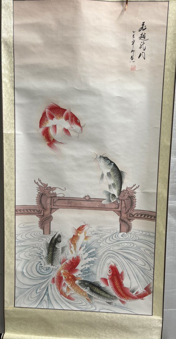 LARGE ORIGINAL HAND PAINTED TRADITIONAL CHINESE INK PAINTING , CHINESE RICE PAPER SCROLL (1 of 2)