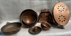 SET OF 9 HAND HAMMERED COPPER ASSORTED PIECES MID CENTURY ENGLISH ANTIQUES