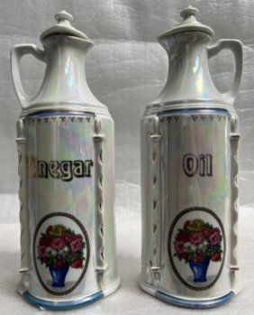 GERMAN PEARL LUSTERWARE VINEGAR AND OIL JAR MID CENTURY