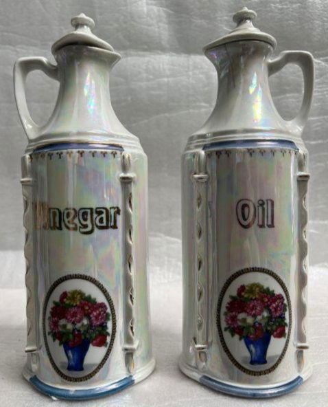 GERMAN PEARL LUSTERWARE VINEGAR AND OIL JAR MID CENTURY (1 of 3)