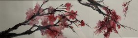 JAPANESE CHERRY BLOSSOM IN FULL BLOOM LARGE STUNNING  WATER COLOR ON PAPER