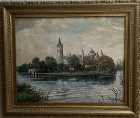 A PARIS CHURCH IN THE FALL, OIL ON CANVAS SIGNED BY THE ARTIST LOWER RIGHT
