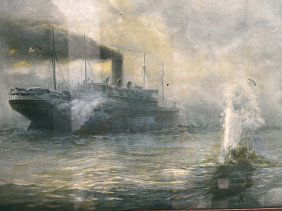 ALBERT F. BISHOP "AMERICAS FIRST SHOT" VINTAGE PRINT UNDER GLASS